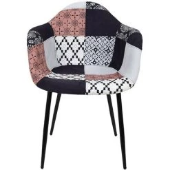 THE HOME DECO FACTORY Fauteuil Patchwork Mirage - Noir -Pas Cher Fauteuil Magasin 42417384 3