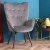 MEUBLES COSY Fauteuil Salon - Style Scandinave - Velours Gris Et Pieds En Bois De Hêtre - 68x73x106cm - GRIS -Pas Cher Fauteuil Magasin 42471538 1