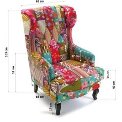 Versa Pink Patchwork Fauteuil Pour Salon, Canapé Confortable, 103x79x62cm - Rose -Pas Cher Fauteuil Magasin 42695776 5