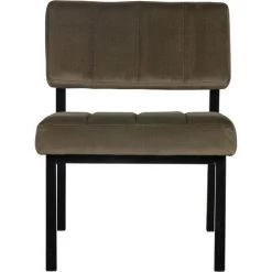 WHITELABEL Fauteuil Salon En Velours - Chaise Vert Armée - 72x55x74 Cm - Kaja - Vert