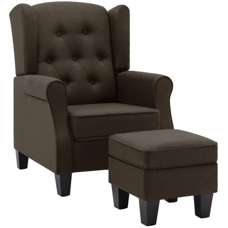 TRUE DEAL Fauteuil Avec Repose-pied Marron Tissu 4 TRUE DEAL Fauteuil Avec Repose-pied Marron Tissu – Image 2