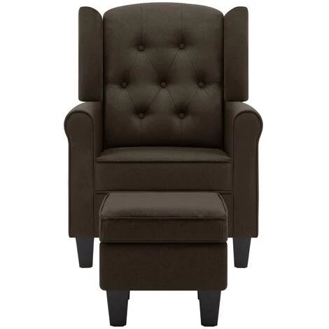 TRUE DEAL Fauteuil Avec Repose-pied Marron Tissu 5 TRUE DEAL Fauteuil Avec Repose-pied Marron Tissu – Image 3