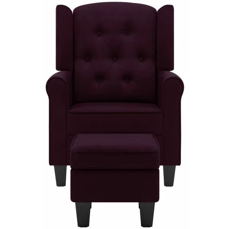 TRUE DEAL Fauteuil Avec Repose-pied Violet Tissu 5 TRUE DEAL Fauteuil Avec Repose-pied Violet Tissu – Image 3