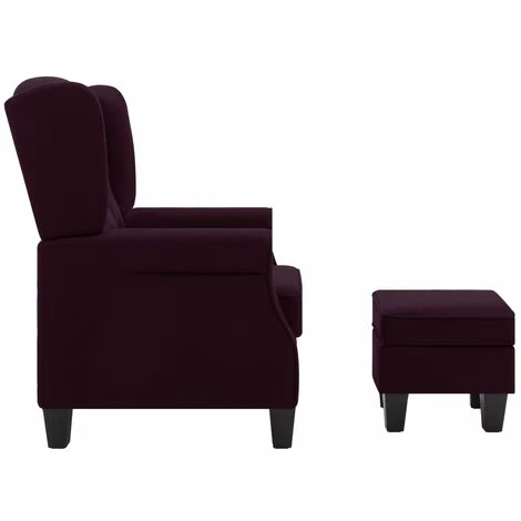 TRUE DEAL Fauteuil Avec Repose-pied Violet Tissu 6 TRUE DEAL Fauteuil Avec Repose-pied Violet Tissu – Image 4
