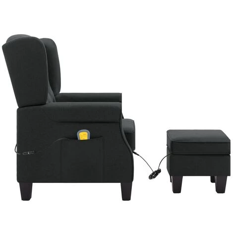 TRUE DEAL Fauteuil De Massage Avec Repose-pied Gris Foncé Tissu 6 TRUE DEAL Fauteuil De Massage Avec Repose-pied Gris Foncé Tissu – Image 4