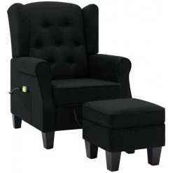 TRUE DEAL Fauteuil De Massage Avec Repose-pied Noir Tissu 8 TRUE DEAL Fauteuil De Massage Avec Repose-pied Noir Tissu -Pas Cher Fauteuil Magasin 42717573 2