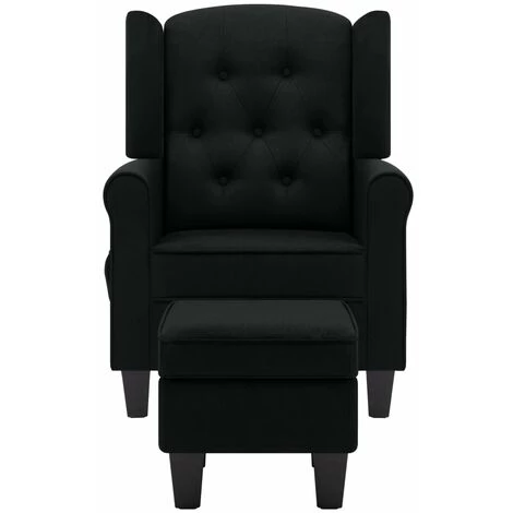 TRUE DEAL Fauteuil De Massage Avec Repose-pied Noir Tissu 5 TRUE DEAL Fauteuil De Massage Avec Repose-pied Noir Tissu – Image 3