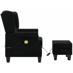 TRUE DEAL Fauteuil De Massage Avec Repose-pied Noir Tissu 10 TRUE DEAL Fauteuil De Massage Avec Repose-pied Noir Tissu -Pas Cher Fauteuil Magasin 42717573 4