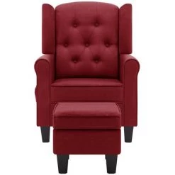 TRUE DEAL Fauteuil De Massage Avec Repose-pied Rouge Bordeaux Tissu -Pas Cher Fauteuil Magasin 42717574 3