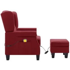 TRUE DEAL Fauteuil De Massage Avec Repose-pied Rouge Bordeaux Tissu -Pas Cher Fauteuil Magasin 42717574 4