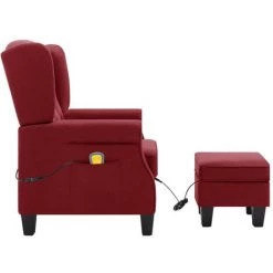 TRUE DEAL Fauteuil De Massage Avec Repose-pied Rouge Bordeaux Tissu -Pas Cher Fauteuil Magasin 42717574 5