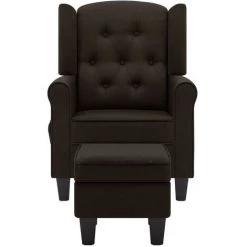 TRUE DEAL Fauteuil De Massage Avec Repose-pied Marron Foncé Tissu -Pas Cher Fauteuil Magasin 42717576 3