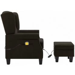TRUE DEAL Fauteuil De Massage Avec Repose-pied Marron Foncé Tissu -Pas Cher Fauteuil Magasin 42717576 4