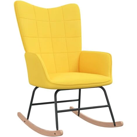 Chaise à Bascule Tissu Jaune Moutarde VidaXL 3 Chaise à Bascule Tissu Jaune Moutarde VidaXL