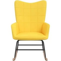 Chaise à Bascule Tissu Jaune Moutarde VidaXL 9 Chaise à Bascule Tissu Jaune Moutarde VidaXL -Pas Cher Fauteuil Magasin 42729650 3