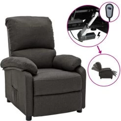 ASUPERMALL Fauteuil Inclinable Electrique Gris Fonce Tissu