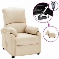 ASUPERMALL Fauteuil Inclinable Electrique Creme Tissu