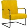 ASUPERMALL Chaise Cantilever Jaune Moutarde Velours 2 ASUPERMALL Chaise Cantilever Jaune Moutarde Velours -Pas Cher Fauteuil Magasin 42785686 1