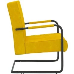 ASUPERMALL Chaise Cantilever Jaune Moutarde Velours -Pas Cher Fauteuil Magasin 42785686 3