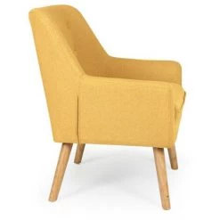 Paris Prix - Fauteuil Design En Tissu "luigi" 85cm Jaune -Pas Cher Fauteuil Magasin 42814817 3
