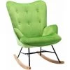 DéCOSHOP26 Fauteuil à Bascule Rocking Chair Bouton Décoratif En Tissu Velours Vert Confortable Et Design - Or