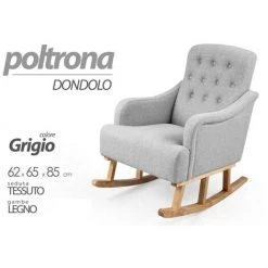 ARGONAUTA Fauteuil à Bascule Gris Meuble Chic Cm 62 X 65 X 85 H