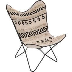 Housse Fauteuil Papillon Coton Dario Etnik - Atmosphera - Noir/Beige -Pas Cher Fauteuil Magasin 42850521 2
