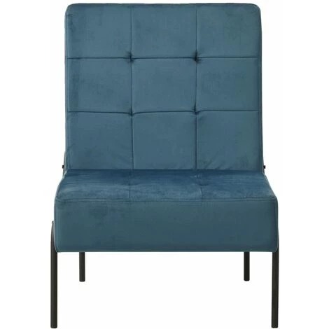 VidaXL Chaise De Relaxation 65x79x87 Cm Bleu Velours - Bleu 4 VidaXL Chaise De Relaxation 65x79x87 Cm Bleu Velours - Bleu – Image 2
