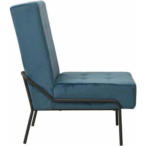 VidaXL Chaise De Relaxation 65x79x87 Cm Bleu Velours - Bleu 5 VidaXL Chaise De Relaxation 65x79x87 Cm Bleu Velours - Bleu – Image 3