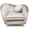 Paris Prix - Fauteuil Design En Velours "brados" 96cm Taupe -Pas Cher Fauteuil Magasin 42951387 1