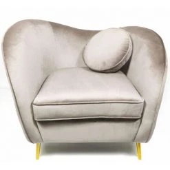 Paris Prix - Fauteuil Design En Velours "brados" 96cm Taupe