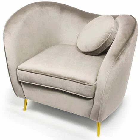 Paris Prix - Fauteuil Design En Velours "brados" 96cm Taupe 4 Paris Prix - Fauteuil Design En Velours "brados" 96cm Taupe – Image 2