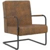 VidaXL 325734 Cantilever Chair Brown Fabric - Brun -Pas Cher Fauteuil Magasin 43094168 1