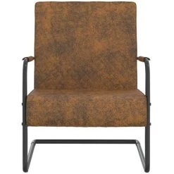 VidaXL 325734 Cantilever Chair Brown Fabric - Brun 8 VidaXL 325734 Cantilever Chair Brown Fabric - Brun -Pas Cher Fauteuil Magasin 43094168 2
