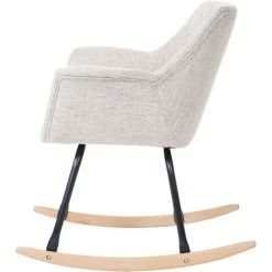 MEND Fauteuil à Bascule Billy Tissu Crème/gris -Pas Cher Fauteuil Magasin 43126293 5