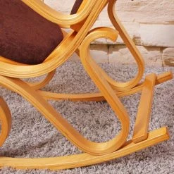 MEND Fauteuil à Bascule Tokyo Imitation Chêne Tissu Marron -Pas Cher Fauteuil Magasin 43126371 4