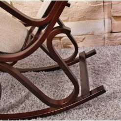 MEND Fauteuil à Bascule Tokyo Imitation Noyer Tissu Beige -Pas Cher Fauteuil Magasin 43126400 3