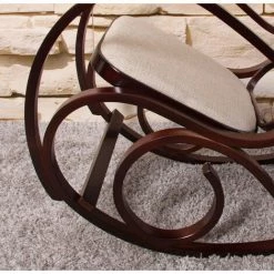 MEND Fauteuil à Bascule Tokyo Imitation Noyer Tissu Beige -Pas Cher Fauteuil Magasin 43126400 4