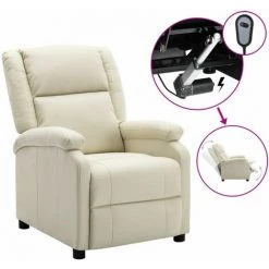 ASUPERMALL Fauteuil Inclinable Electrique Blanc Similicuir