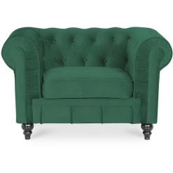 INTENSEDECO Fauteuil Chesterfield Velours Altesse Vert - Vert