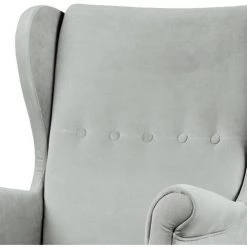Selsey MALLMON - Fauteuil à Oreilles - 104 Cm - Gris Clair - Tissu Easy Clean - Pieds En Bois De Hêtre Noirs - Style Glamour -Pas Cher Fauteuil Magasin 43484897 3
