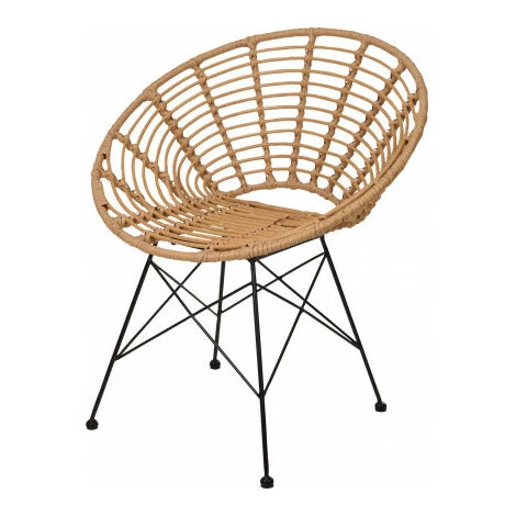WADIGA Fauteuil En Rotin Et Métal Noir - Marron 3 WADIGA Fauteuil En Rotin Et Métal Noir - Marron