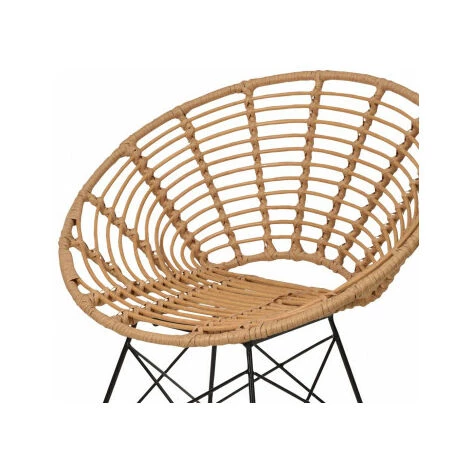 WADIGA Fauteuil En Rotin Et Métal Noir - Marron 4 WADIGA Fauteuil En Rotin Et Métal Noir - Marron – Image 2
