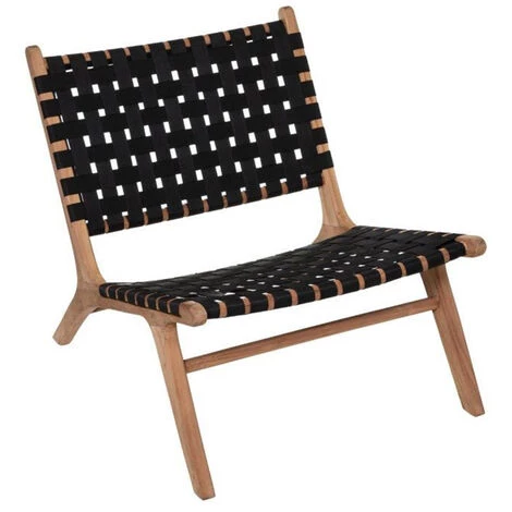 Fauteuil En Teck Coloris Noir - Longueur 65 X Profondeur 80 X Hauteur 70,5 Cm -PEGANE- 3 Fauteuil En Teck Coloris Noir - Longueur 65 X Profondeur 80 X Hauteur 70,5 Cm -PEGANE-