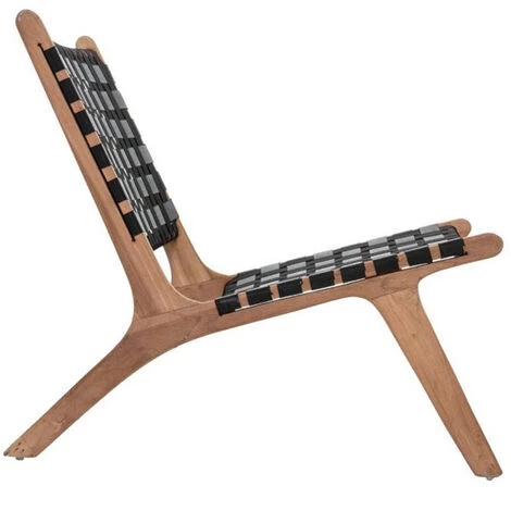 Fauteuil En Teck Coloris Noir - Longueur 65 X Profondeur 80 X Hauteur 70,5 Cm -PEGANE- 4 Fauteuil En Teck Coloris Noir - Longueur 65 X Profondeur 80 X Hauteur 70,5 Cm -PEGANE- – Image 2