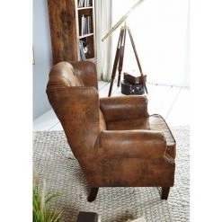 MASSIVMOEBEL24.DE Fauteuil 102x93 100% Polyester Brun CHESTERFIELD - Brun -Pas Cher Fauteuil Magasin 43598867 3