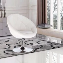 WOLTU Fauteuil De Bar En Similicuir.Tabouret De Bar Avec Accoudoir.Chaise De Loisir Rotatif.hauteur Réglable.Blanc -Pas Cher Fauteuil Magasin 43633364 4