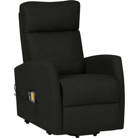 Fauteuil De Massage Inclinable Tissu Noir VidaXL 4 Fauteuil De Massage Inclinable Tissu Noir VidaXL – Image 2