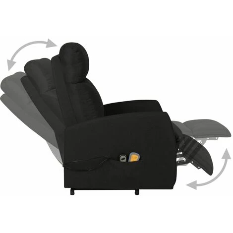 Fauteuil De Massage Inclinable Tissu Noir VidaXL 6 Fauteuil De Massage Inclinable Tissu Noir VidaXL – Image 4
