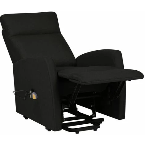 Fauteuil De Massage Inclinable Tissu Noir VidaXL 7 Fauteuil De Massage Inclinable Tissu Noir VidaXL – Image 5